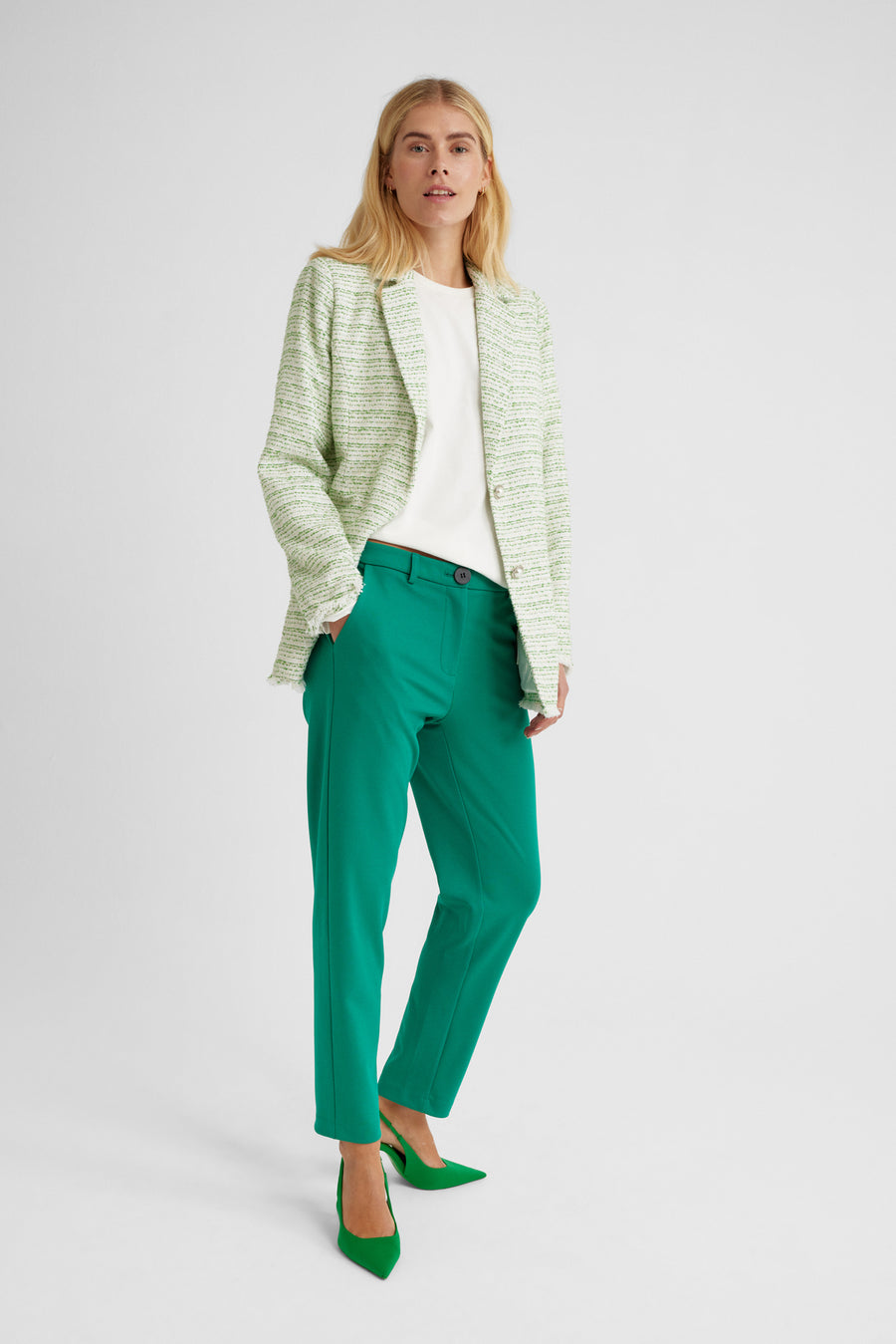 FQMOCA - JACKE MIT FRANSENDETAILS - GRUN