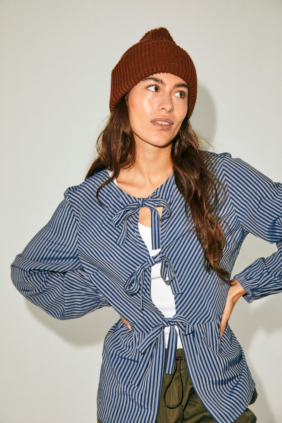 FQSADIE - BLUSE - BLAU UND WEISS
