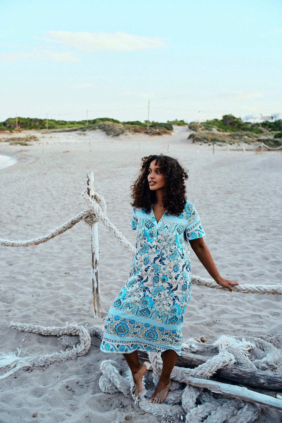 FQLISA - KLEID MIT PRINT - BLAU