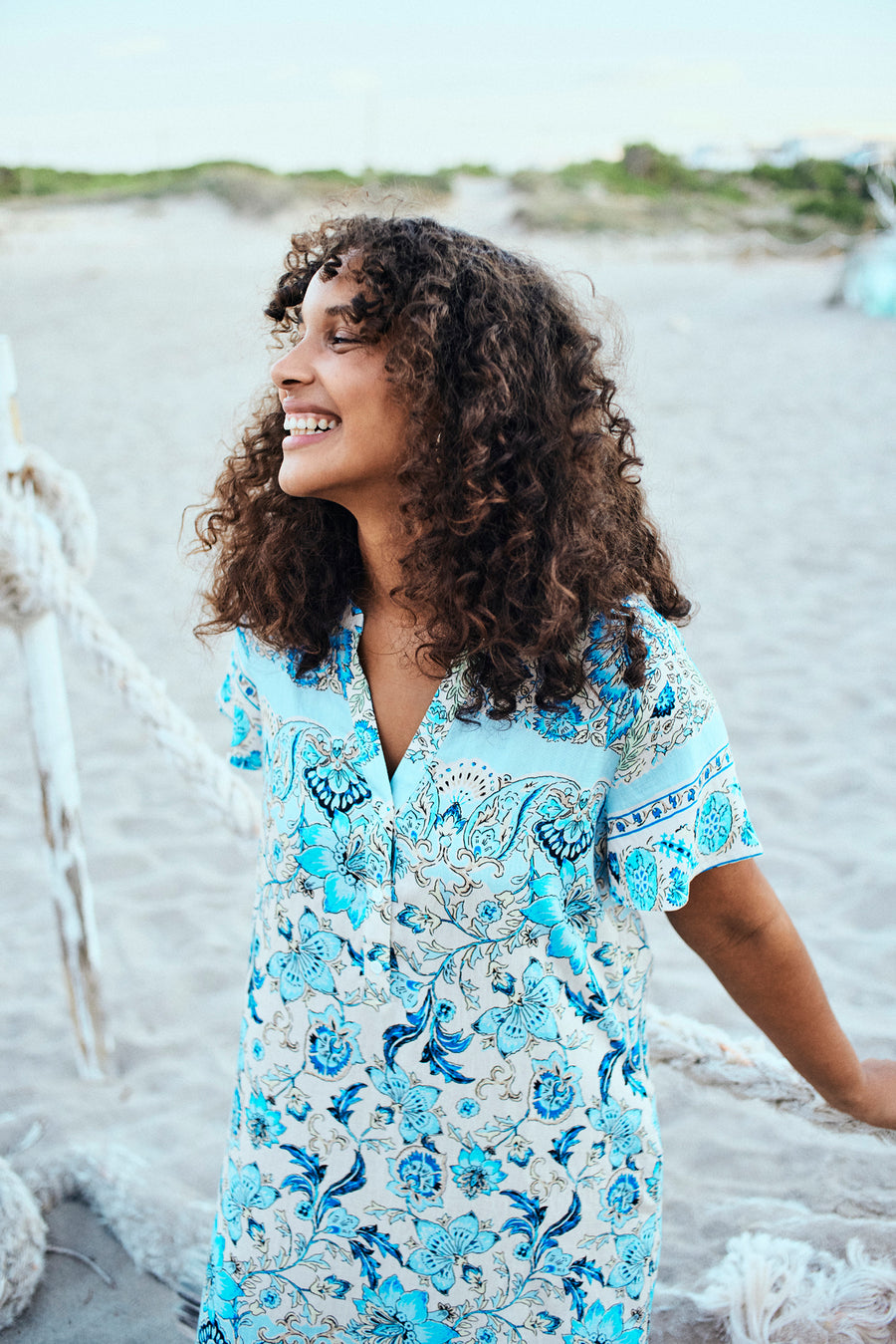 FQLISA - KLEID MIT PRINT - BLAU