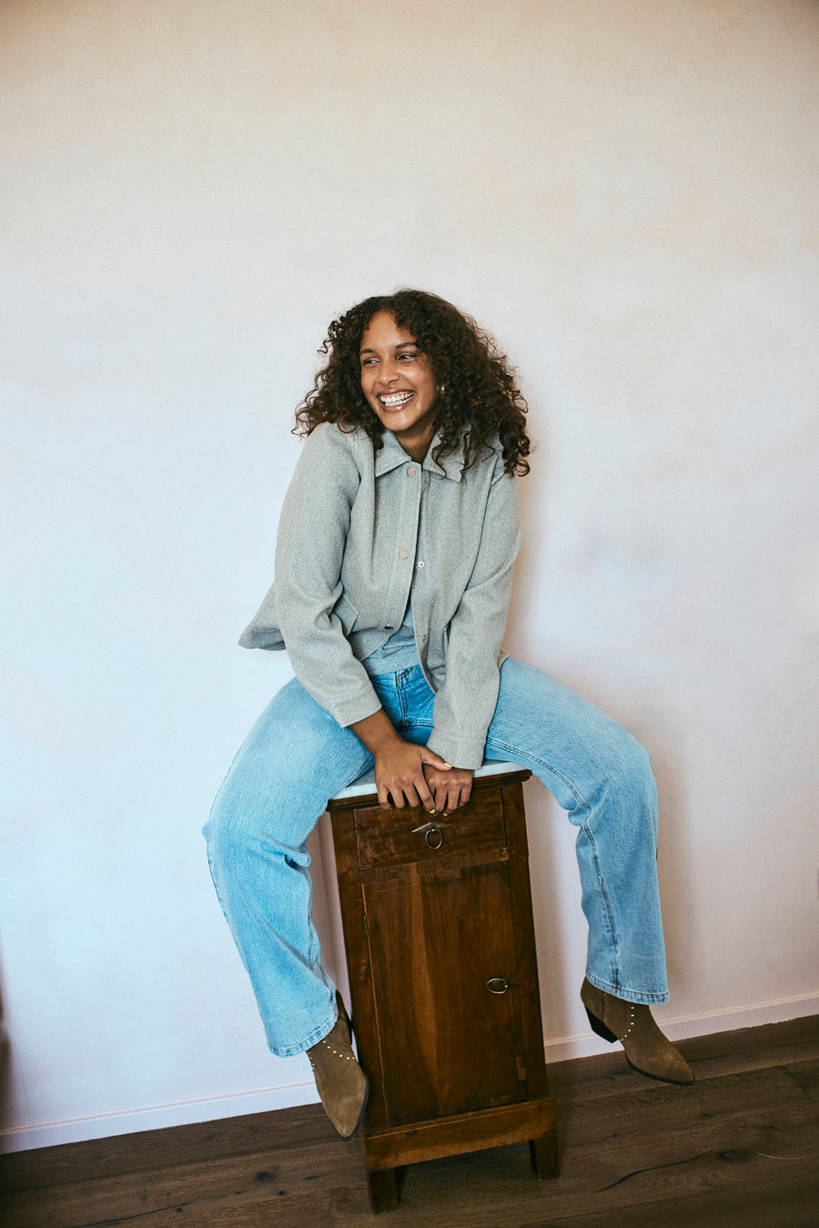 FQMIDDE - JEANS MIT UMKREMPELBAREM SAUM - BLAU