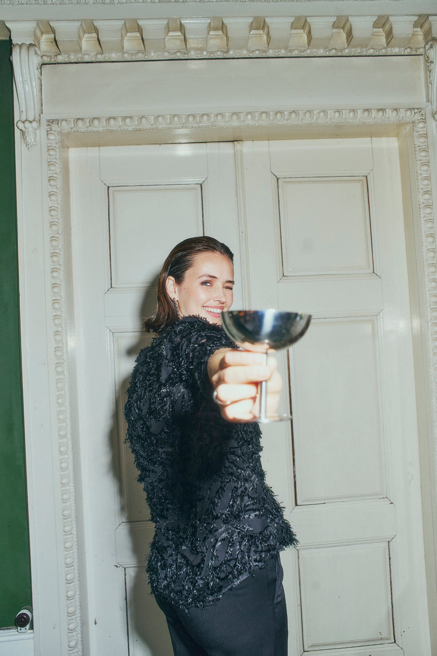 FQVILLA - BLUSE MIT FRANSEN - SCHWARZ