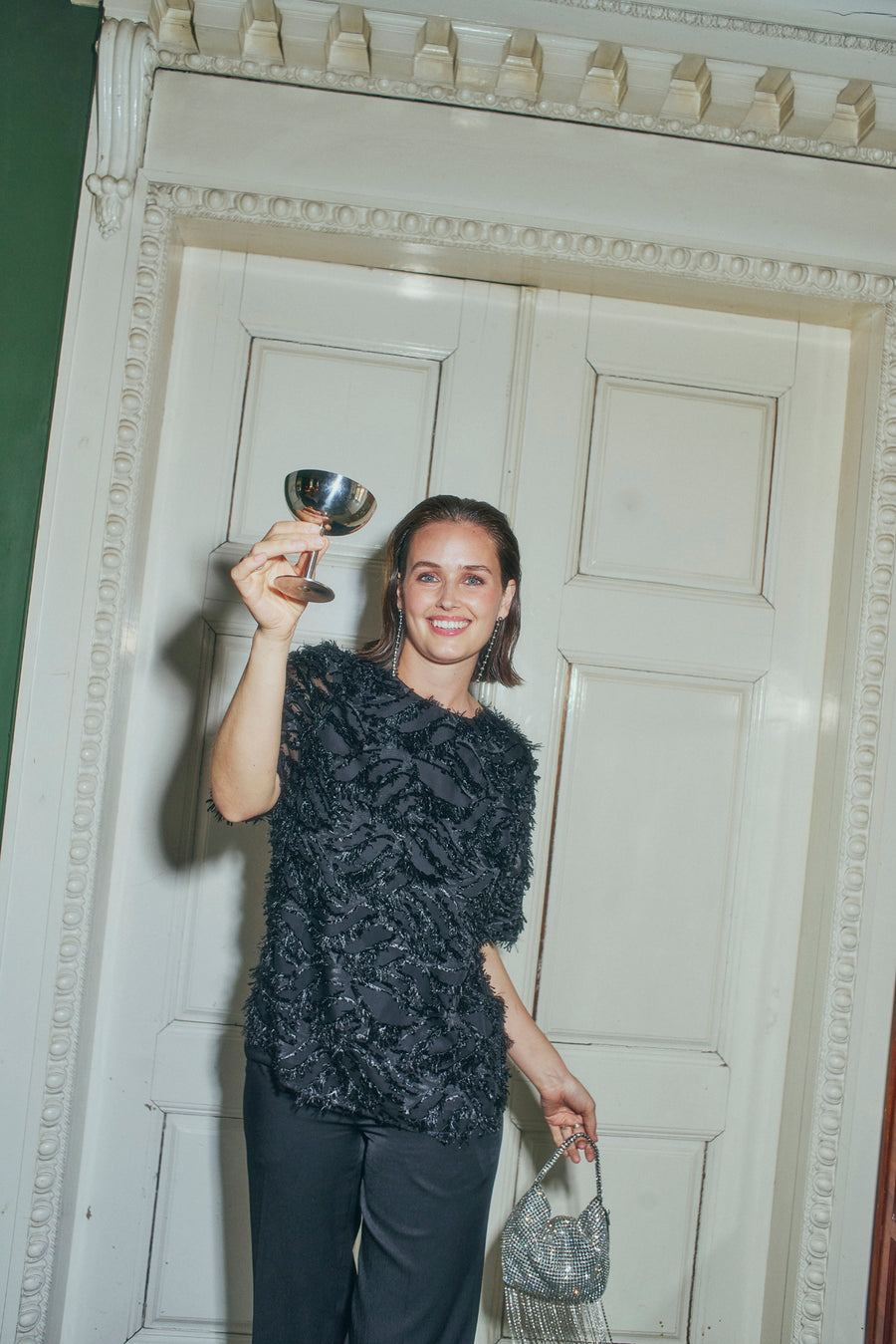 FQVILLA - BLUSE MIT FRANSEN - SCHWARZ