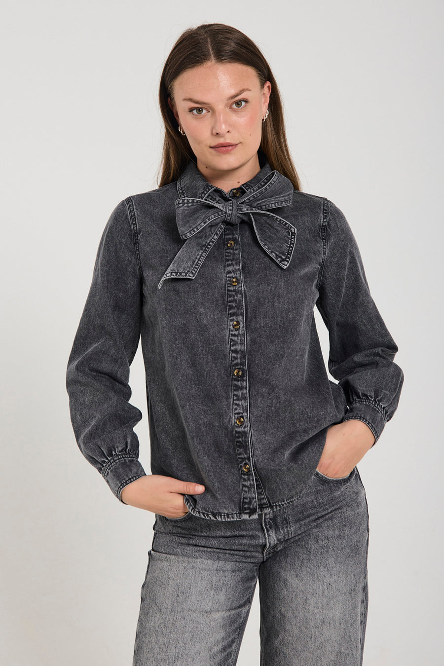 FQLISEA – HEMD MIT BINDEBAND - GRAU