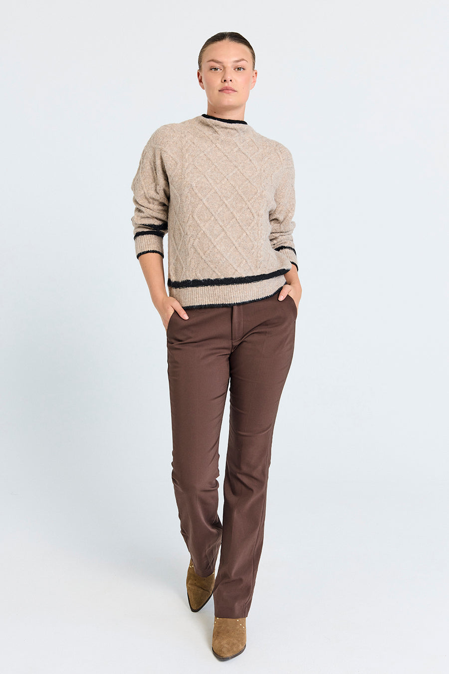FQISADORA – HOSEN – BOOTCUT - BRAUN
