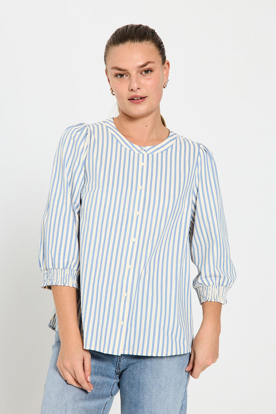 FQABY - GESTREIFTES HEMD - WEISS UND  BLAU