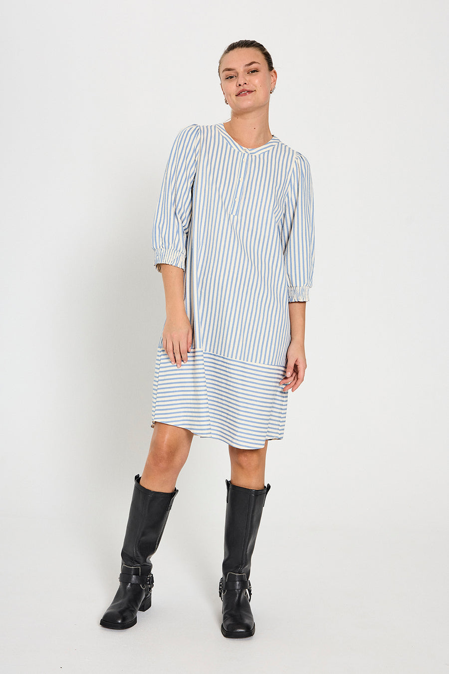 FQABY - GESTREIFTE KLEID - WEISS UND  BLAU