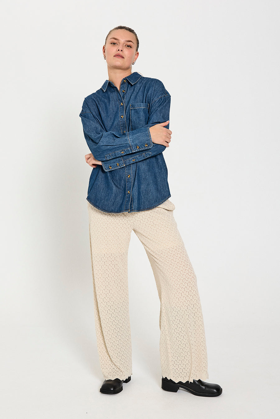 FQRIGGA - HOSE MIT SPITZE - BEIGE