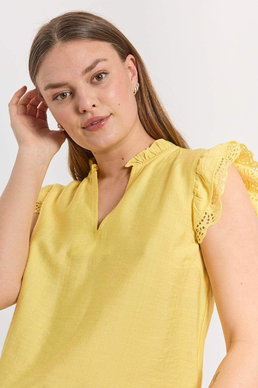 FQLISA – BLUSE MIT SPITZE - GELB