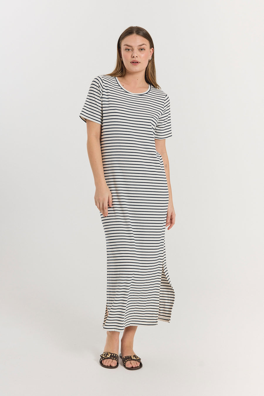 FQZIA – GESTREIFTES KLEID - BLAU
