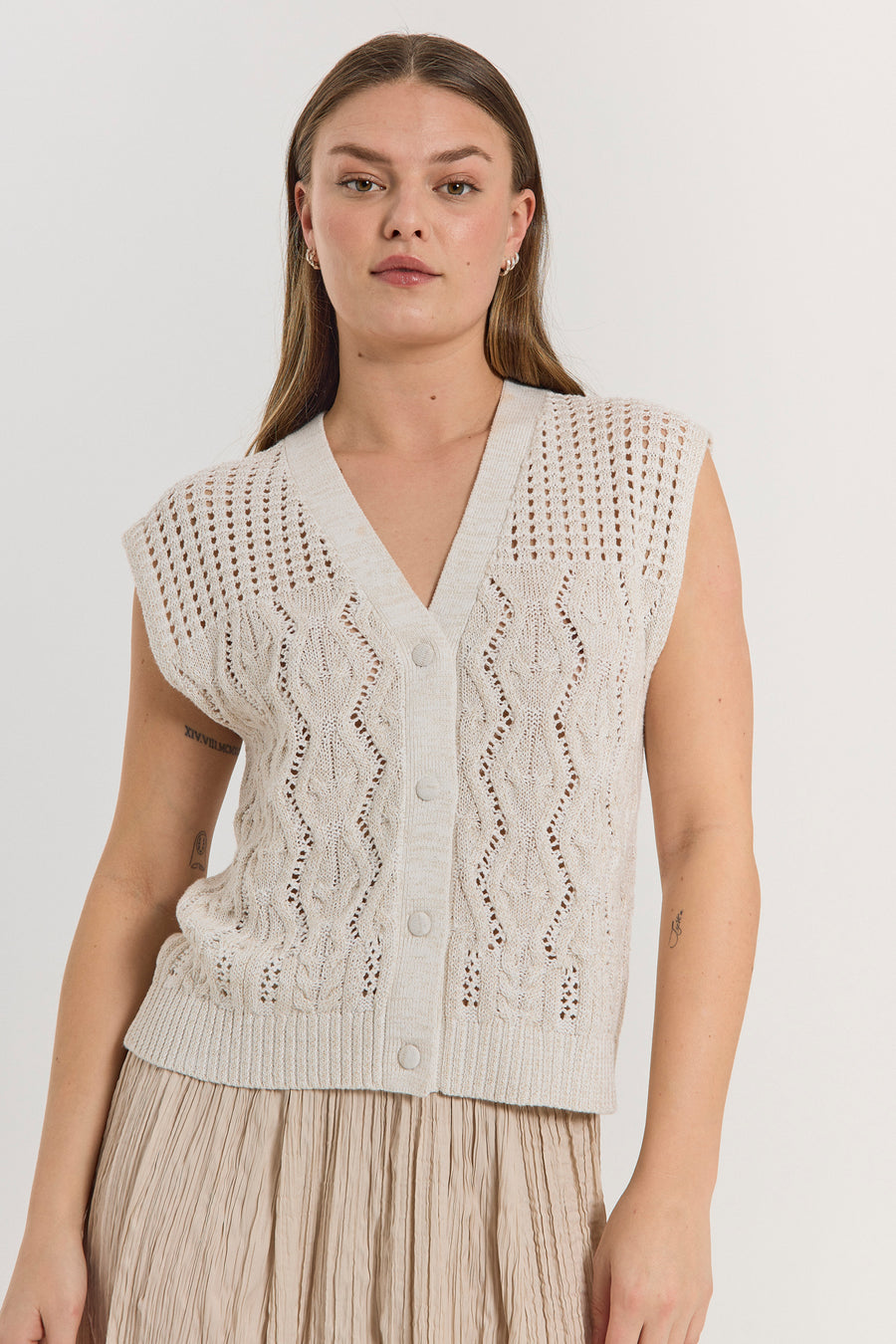 FQLIMBO - GESTRICKTE WESTE - WEISS