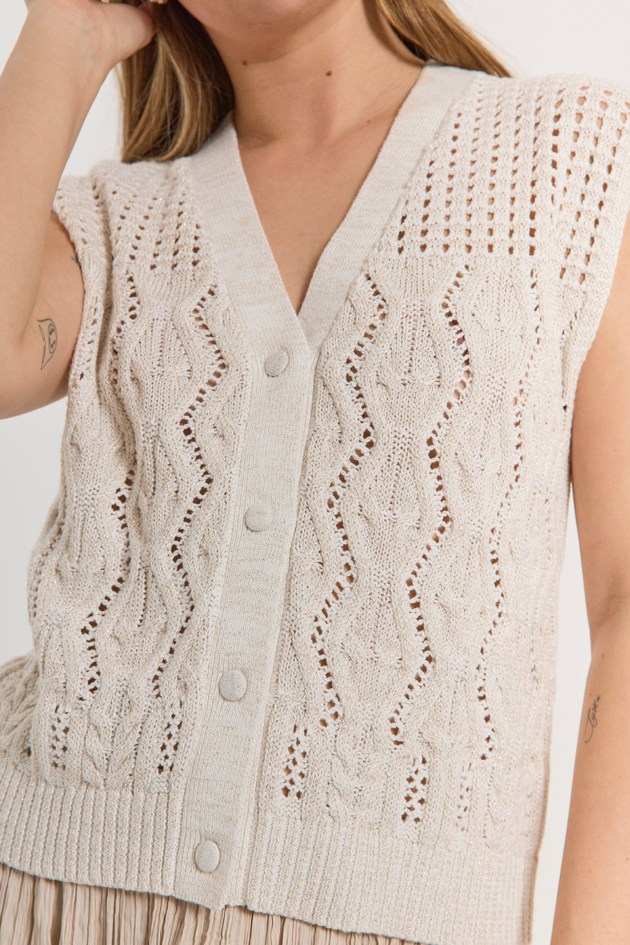 FQLIMBO - GESTRICKTE WESTE - WEISS