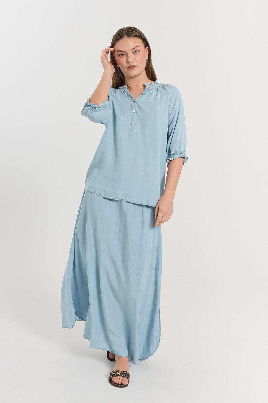 FQCARLY – ROCK IM DENIM-LOOK - BLAU