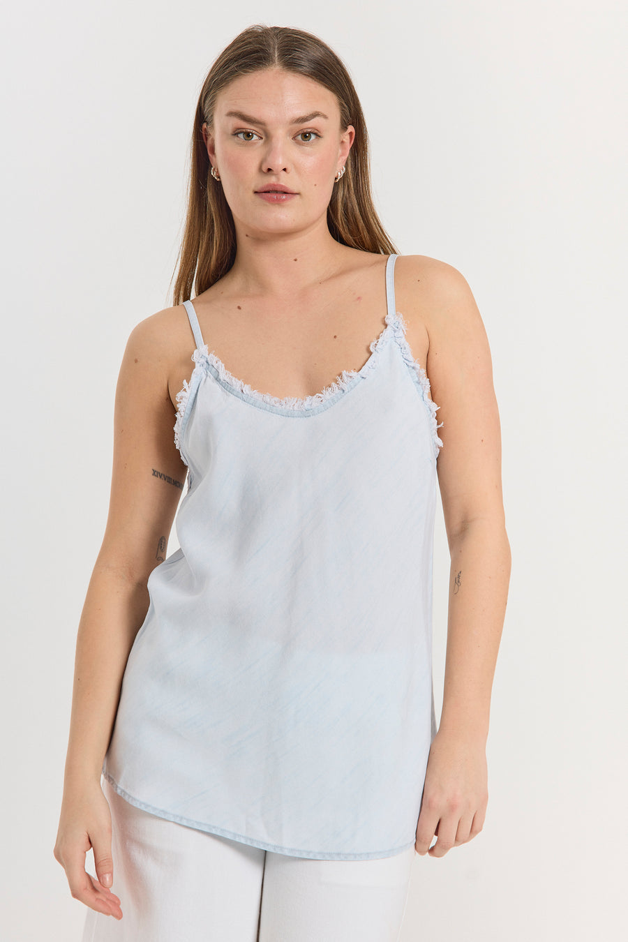 FQRENNA - TOP MIT FRANSEN-DETAILS - BLAU