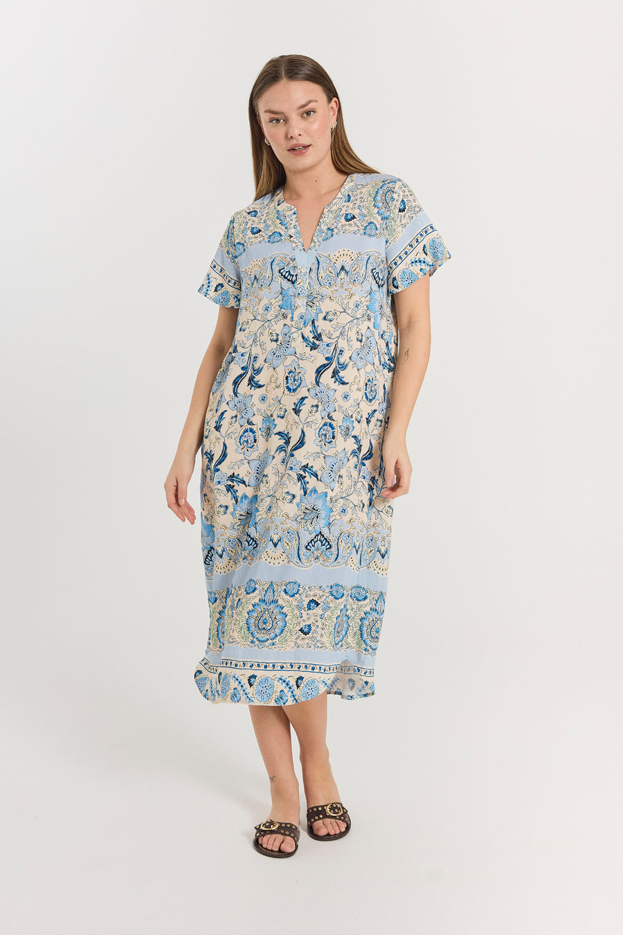 FQLISA - KLEID MIT PRINT - BLAU