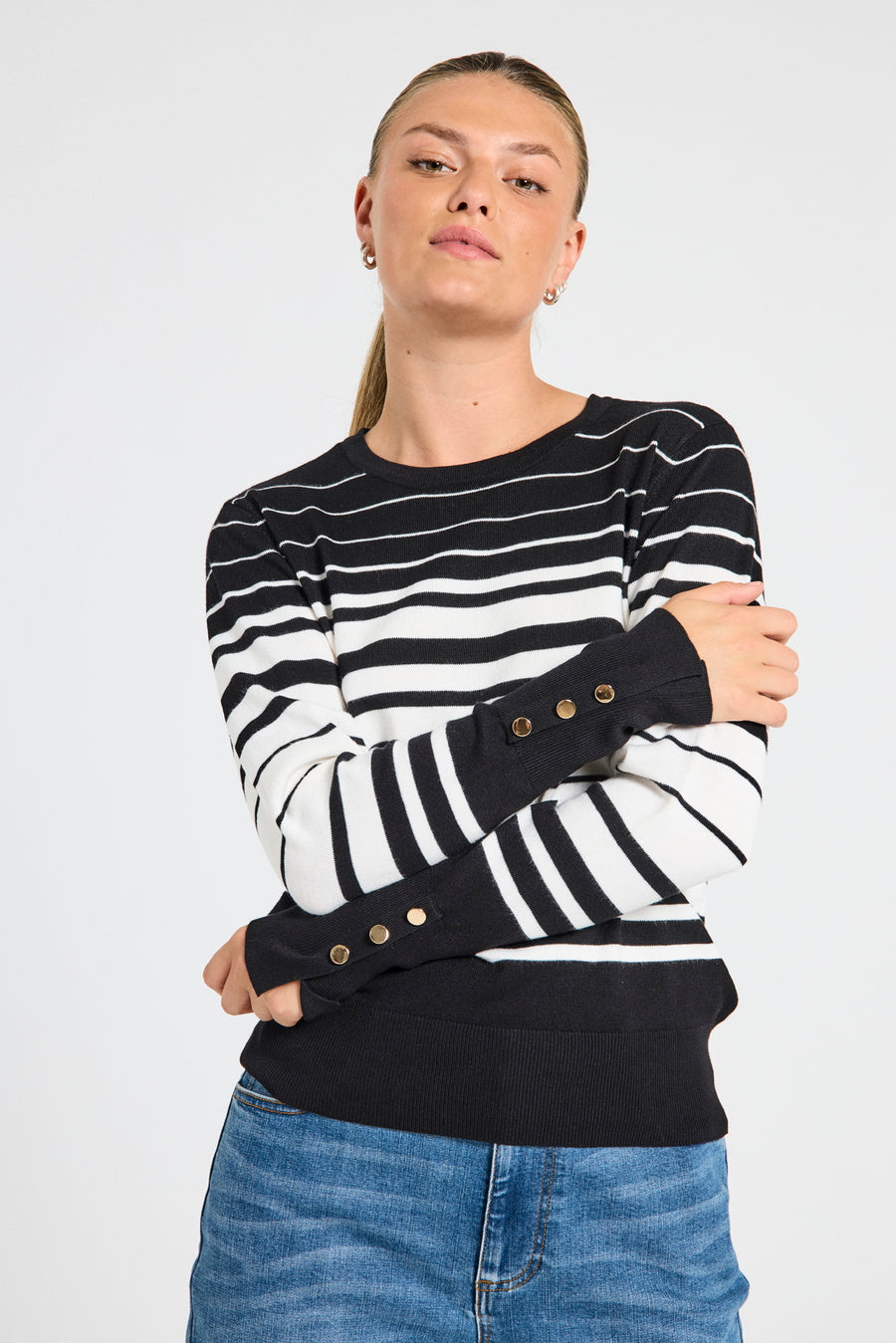 FQKATIE - PULLOVER - SCHWARZ UND WEISS