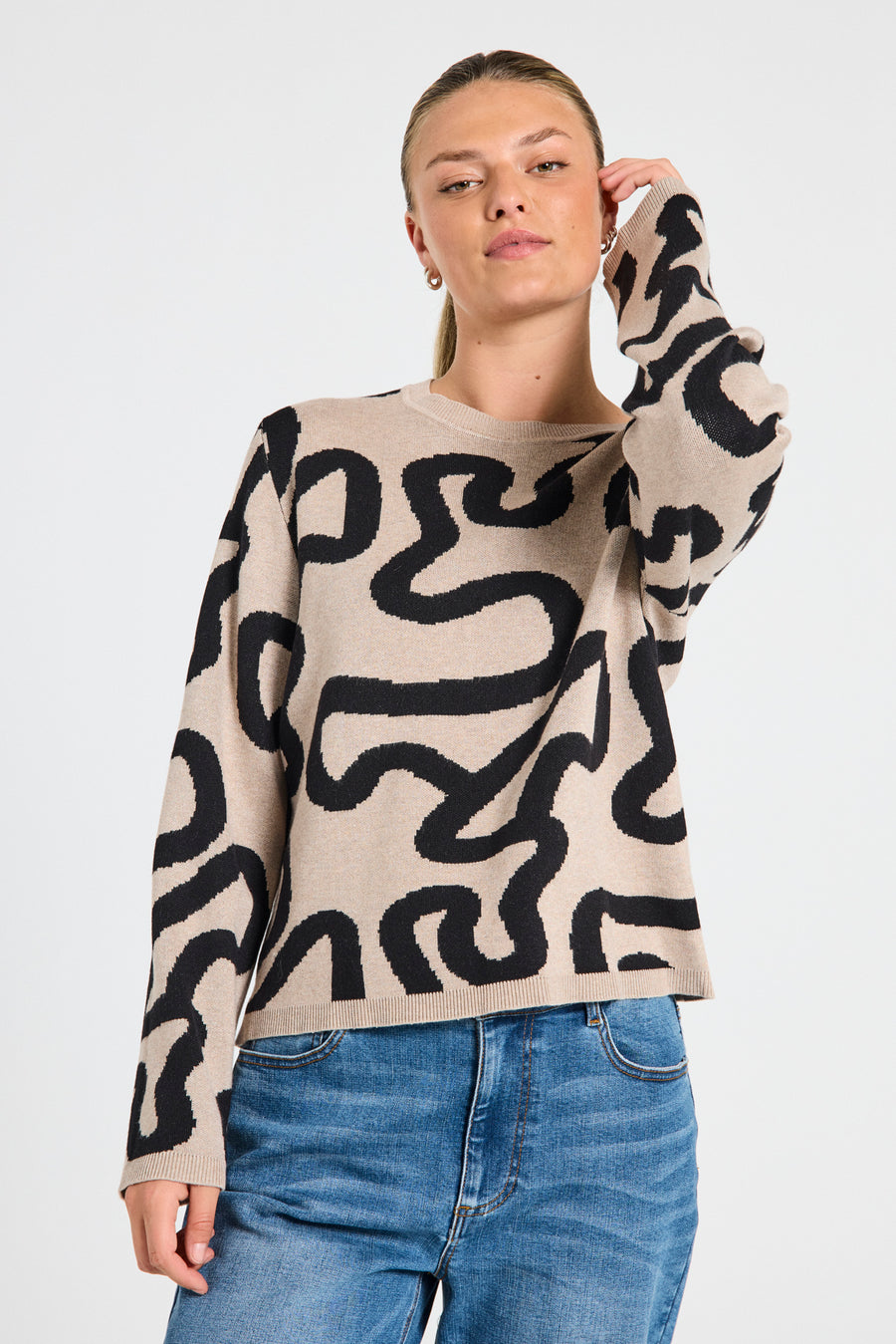 FQANI - PULLOVER - SCHWARZ UND BEIGE
