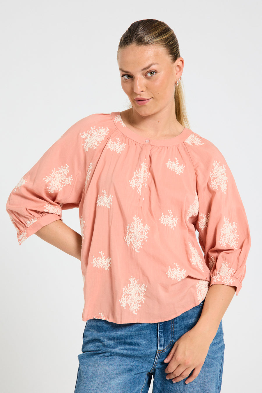FQDARLA - BLUSE - ROSE UND WEISS