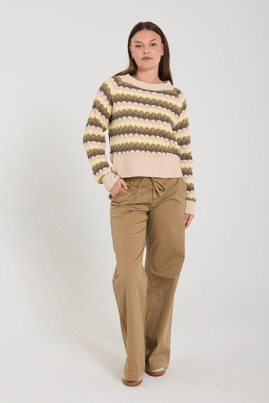 FQINGA – HOSE MIT BÄNDERN - BRAUN