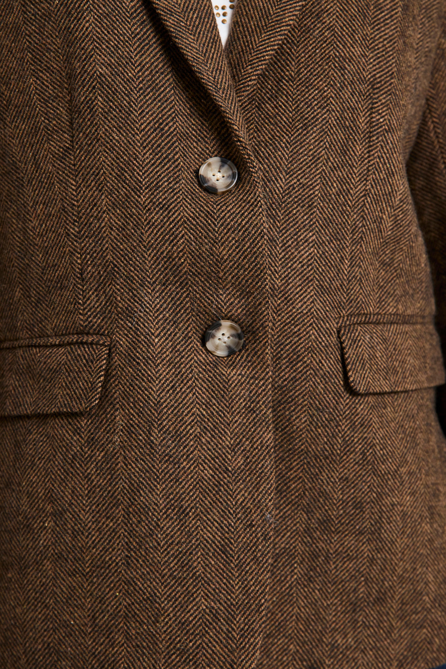 FQZANGO – JACKE MIT FISCHGRÄTMUSTER - BRAUN UND SCHWARZ