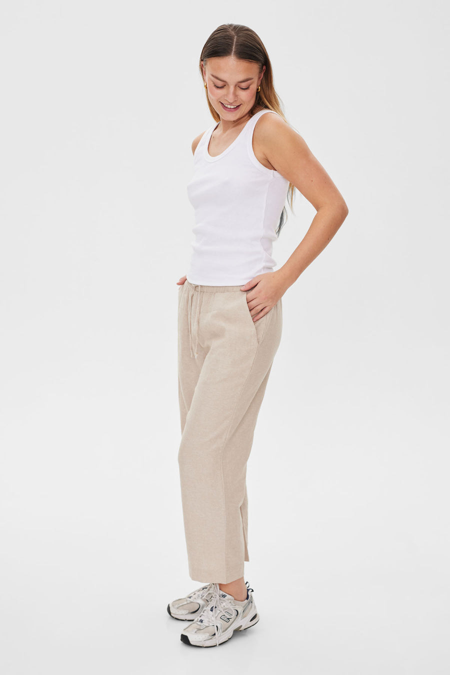 FQLAVA - 7/8 LEINENHOSE - BEIGE