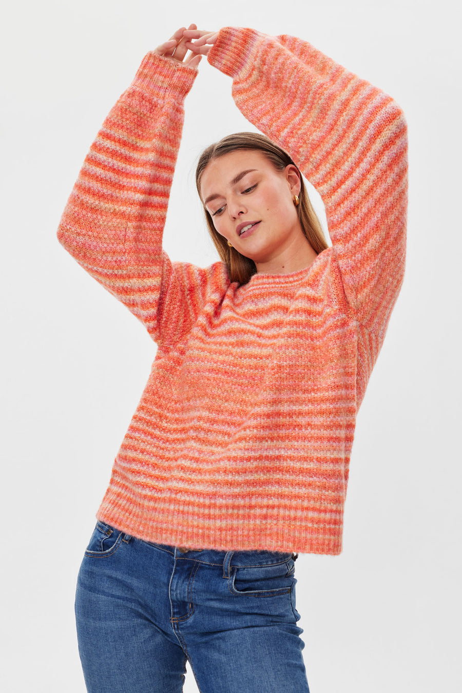 FQPULZY - PULLOVER - ORANGE UND BEIGE