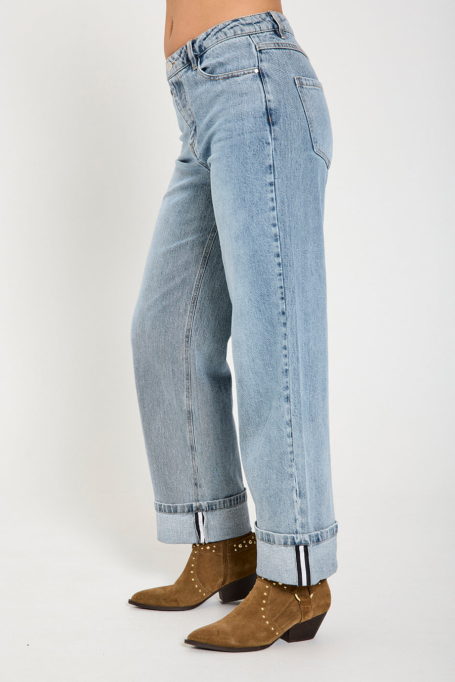 FQMIDDE - JEANS MIT UMKREMPELBAREM SAUM - BLAU