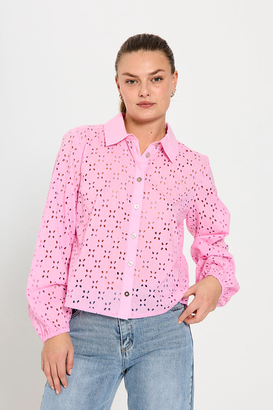 FQISOLDE - HEMD MIT LOCHMUSTER - ROSE