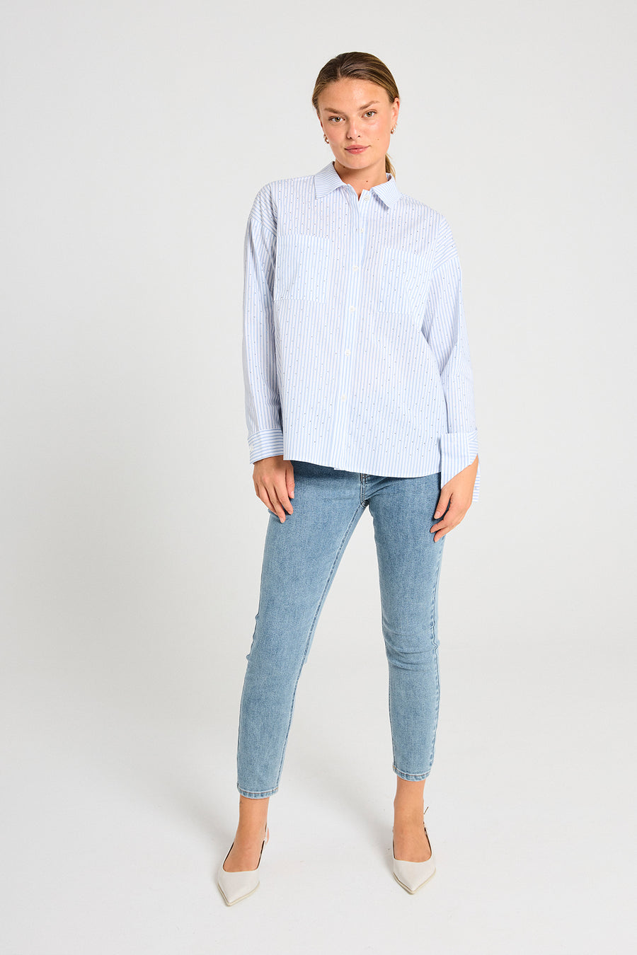 FQFELINA - HEMD - BLAU UND WEISS