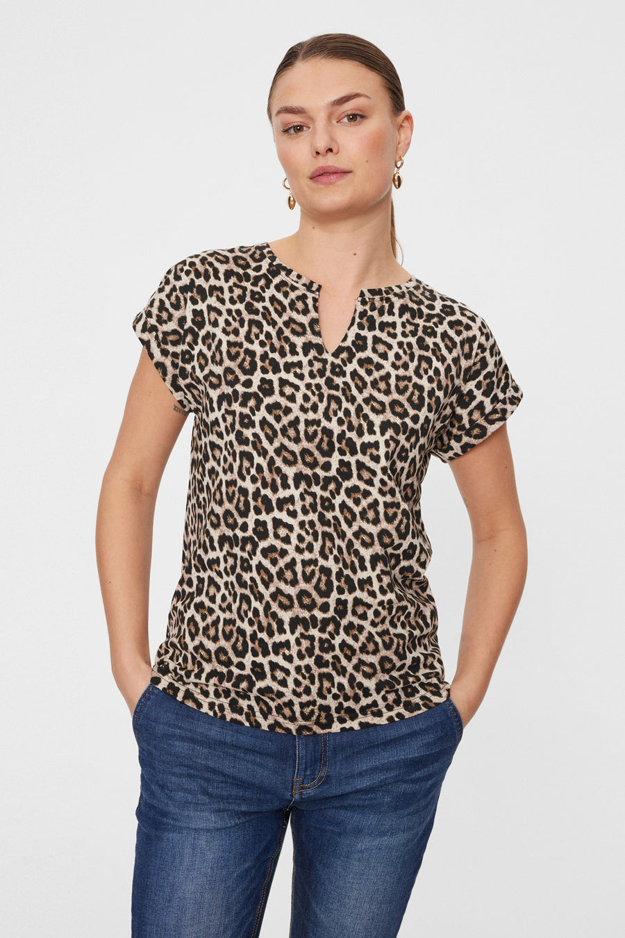 FQVIVA - T-SHIRT MIT LEOPARDENPRINT - BEIGE