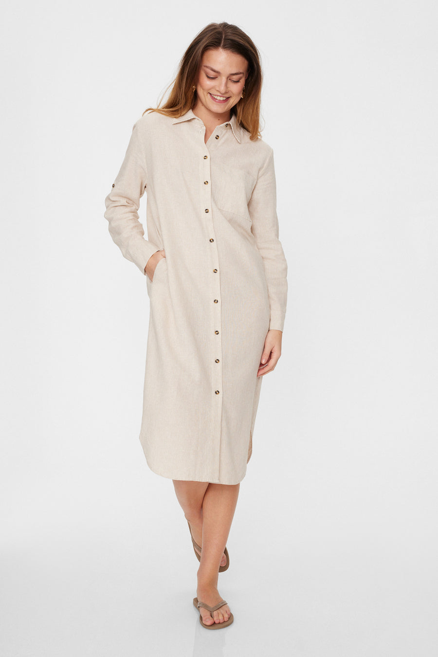FQLAVA - KLEID - WEISS UND BEIGE