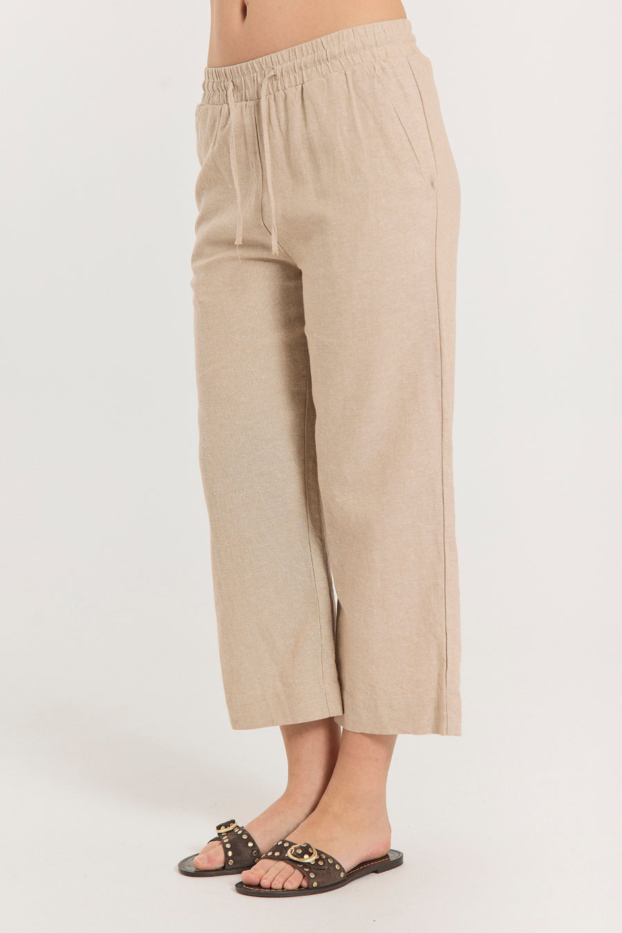 FQLAVA - 7/8 LEINENHOSE - BEIGE