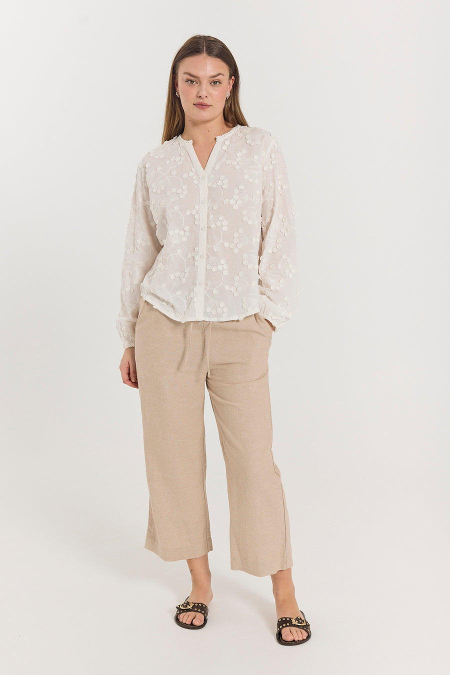 FQLAVA - 7/8 LEINENHOSE - BEIGE