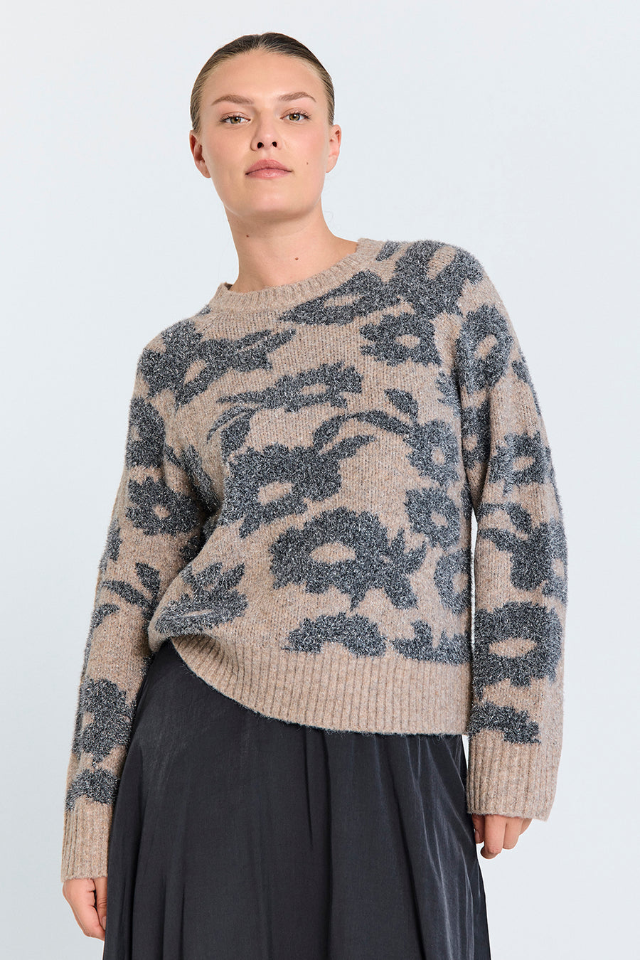 FQPANTEA – PULLOVER MIT SCHIMMER-EFFEKT - BRAUN