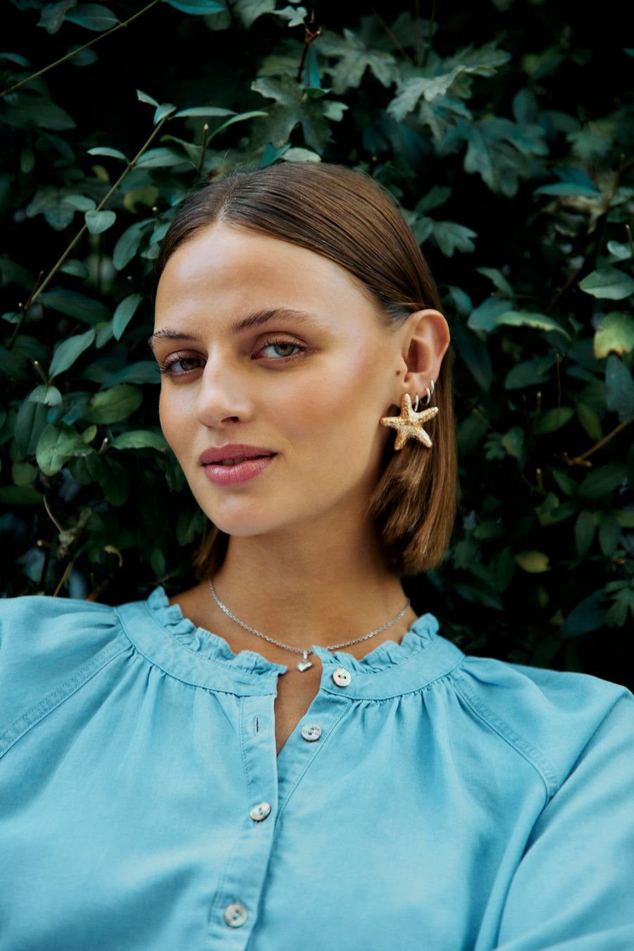 FQCARLY – BLUSE IM DENIM-LOOK - BLAU