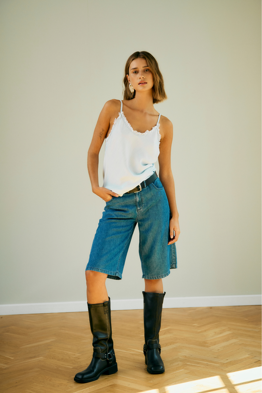 FQRENNA - TOP MIT FRANSEN-DETAILS - BLAU