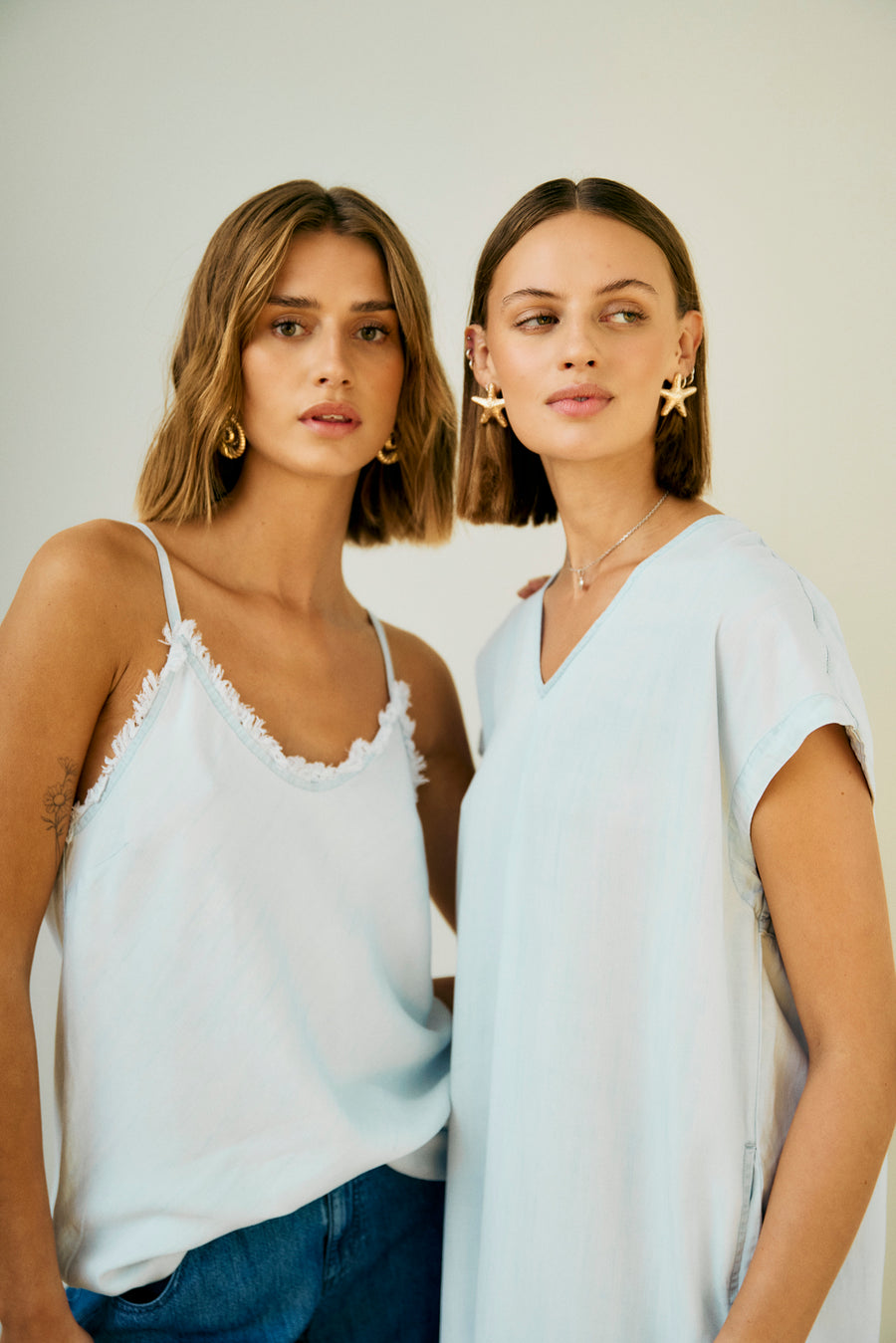 FQRENNA - TOP MIT FRANSEN-DETAILS - BLAU