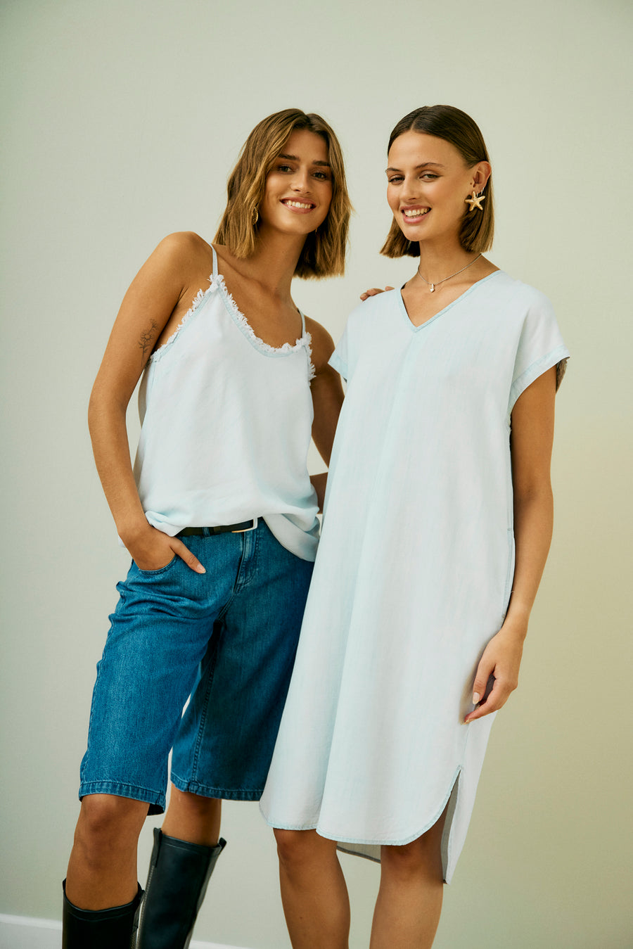FQRENNA - TOP MIT FRANSEN-DETAILS - BLAU