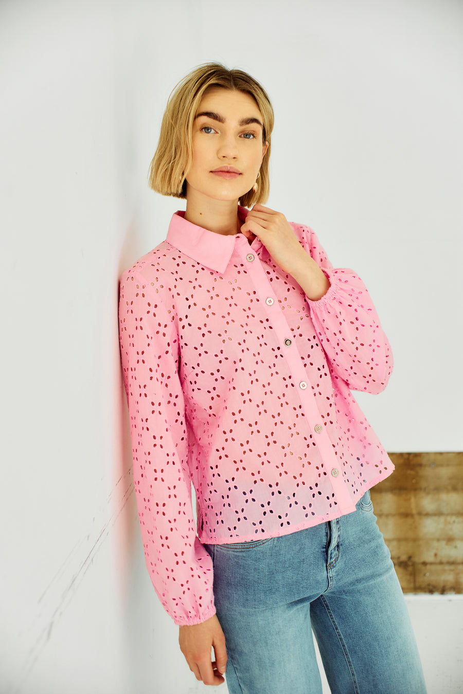 FQISOLDE - HEMD MIT LOCHMUSTER - ROSE