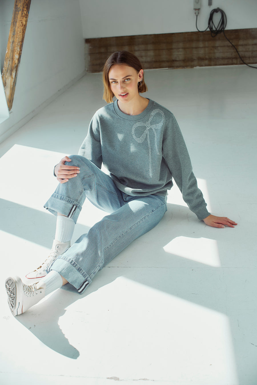 FQMIDDE - JEANS MIT UMKREMPELBAREM SAUM - BLAU