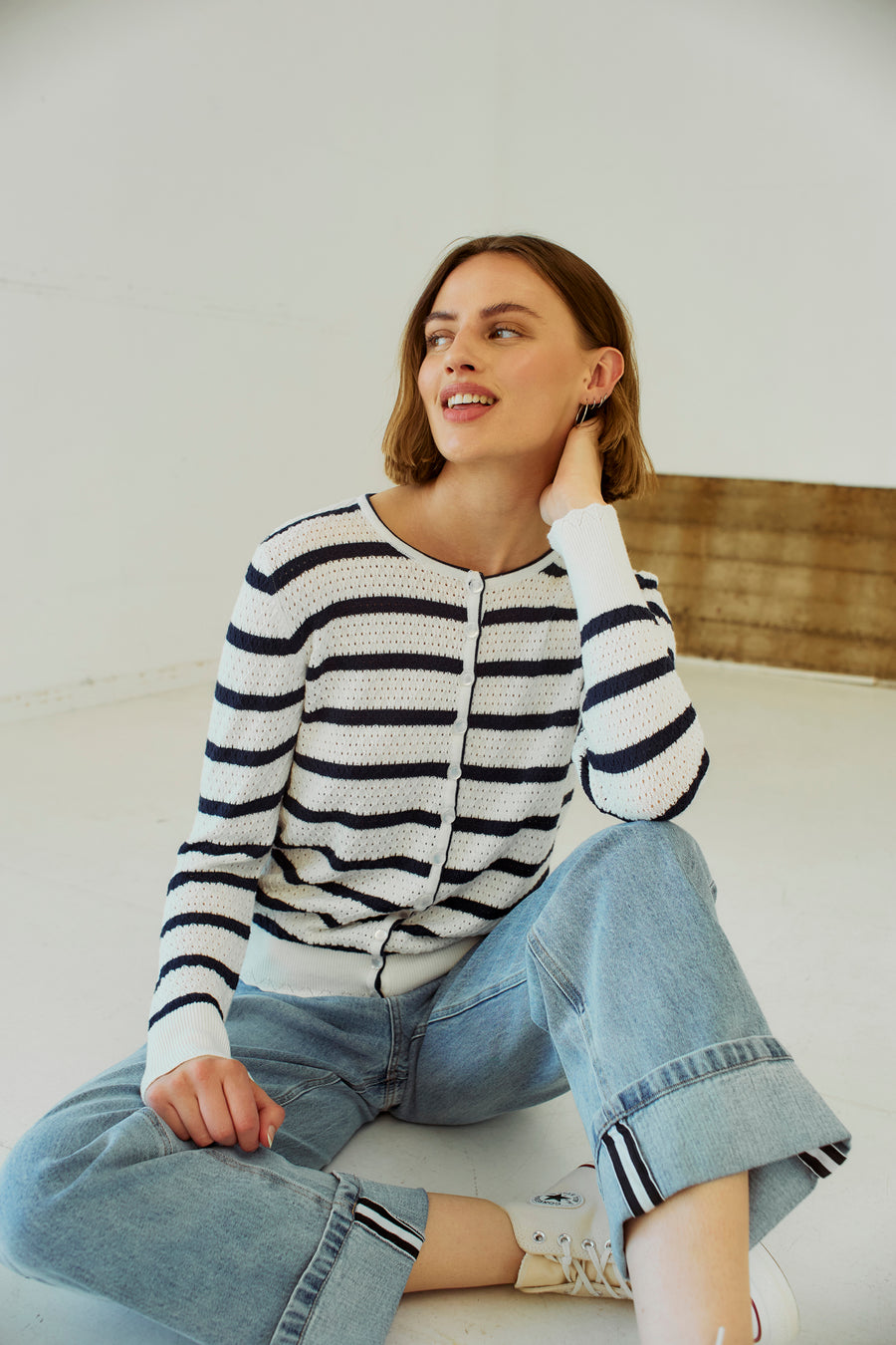 FQMIDDE - JEANS MIT UMKREMPELBAREM SAUM - BLAU