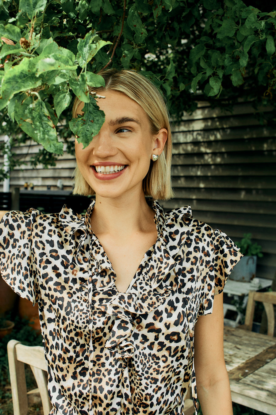 FQBAYLIN – KLEID MIT RÜSCHENÄRMELN - LEOPARD