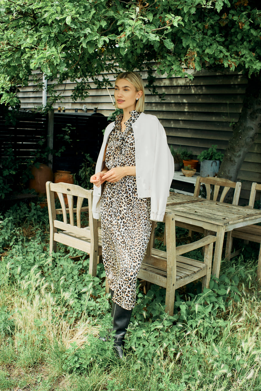FQBAYLIN – KLEID MIT RÜSCHENÄRMELN - LEOPARD