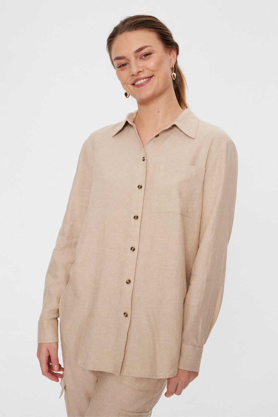 FQLAVA - HEMD MIT LEINEN - BEIGE