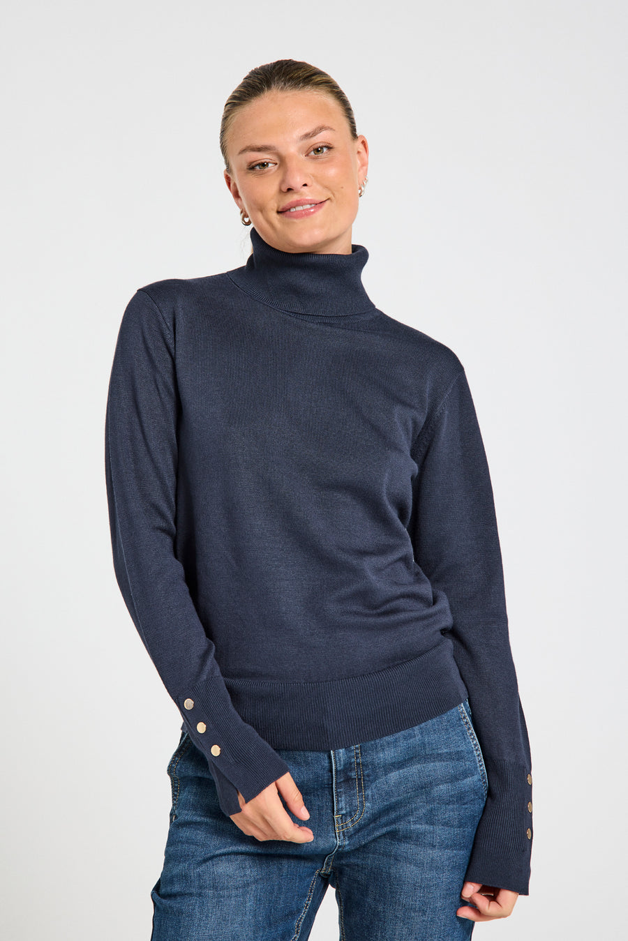 FQKATIE - ROLLKRAGEN PULLOVER - BLAU