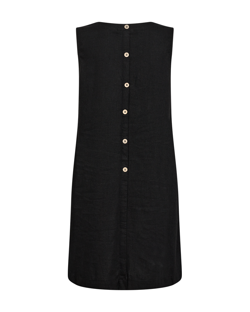 FQLAVA - KLEID MIT LEINEN - SCHWARZ