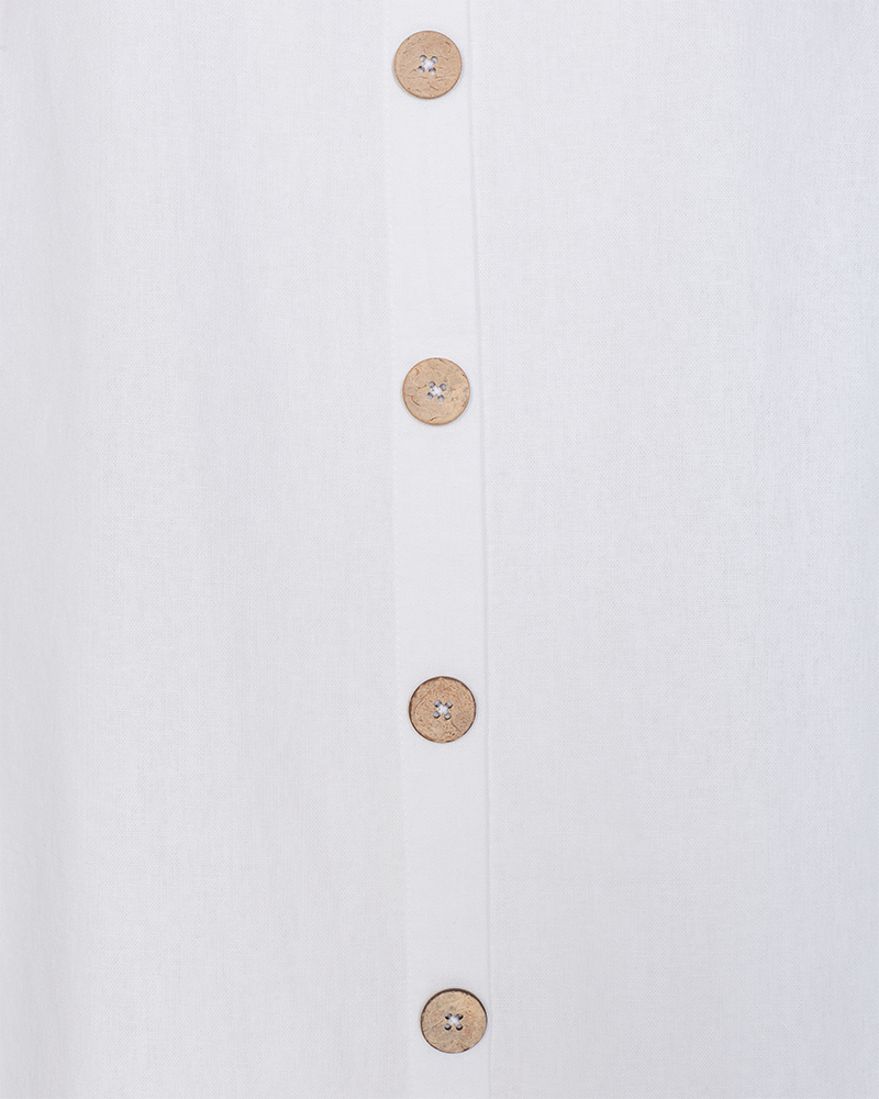 FQLAVA - KLEID MIT LEINEN - WEISS