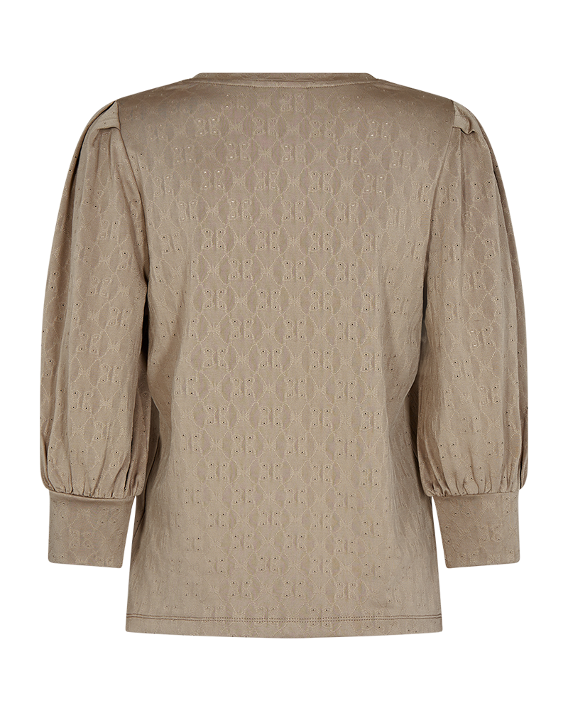 FQBLOND - BLUSE MIT BALLONÄRMELN - BRAUN
