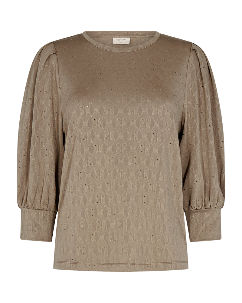 FQBLOND - BLUSE MIT BALLONÄRMELN - BRAUN
