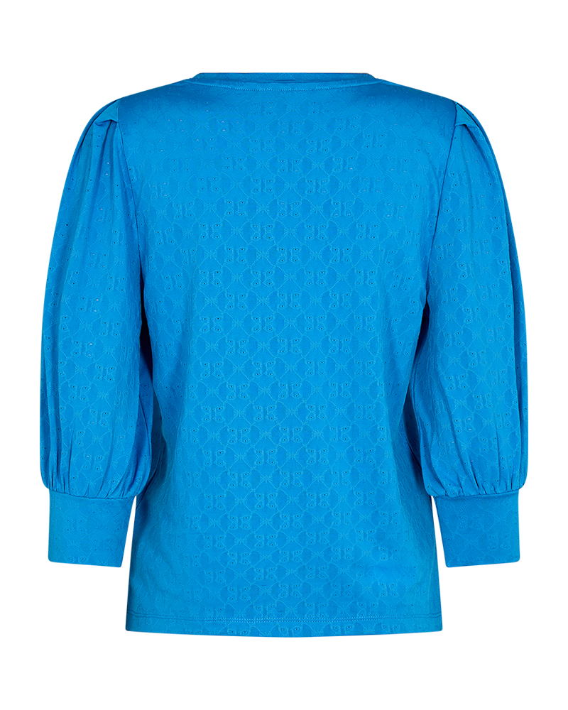 FQBLOND - BLUSE MIT BALLONÄRMELN - BLAU